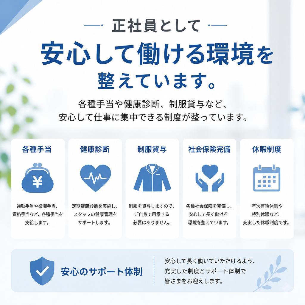 充実した社会保険と福利厚生