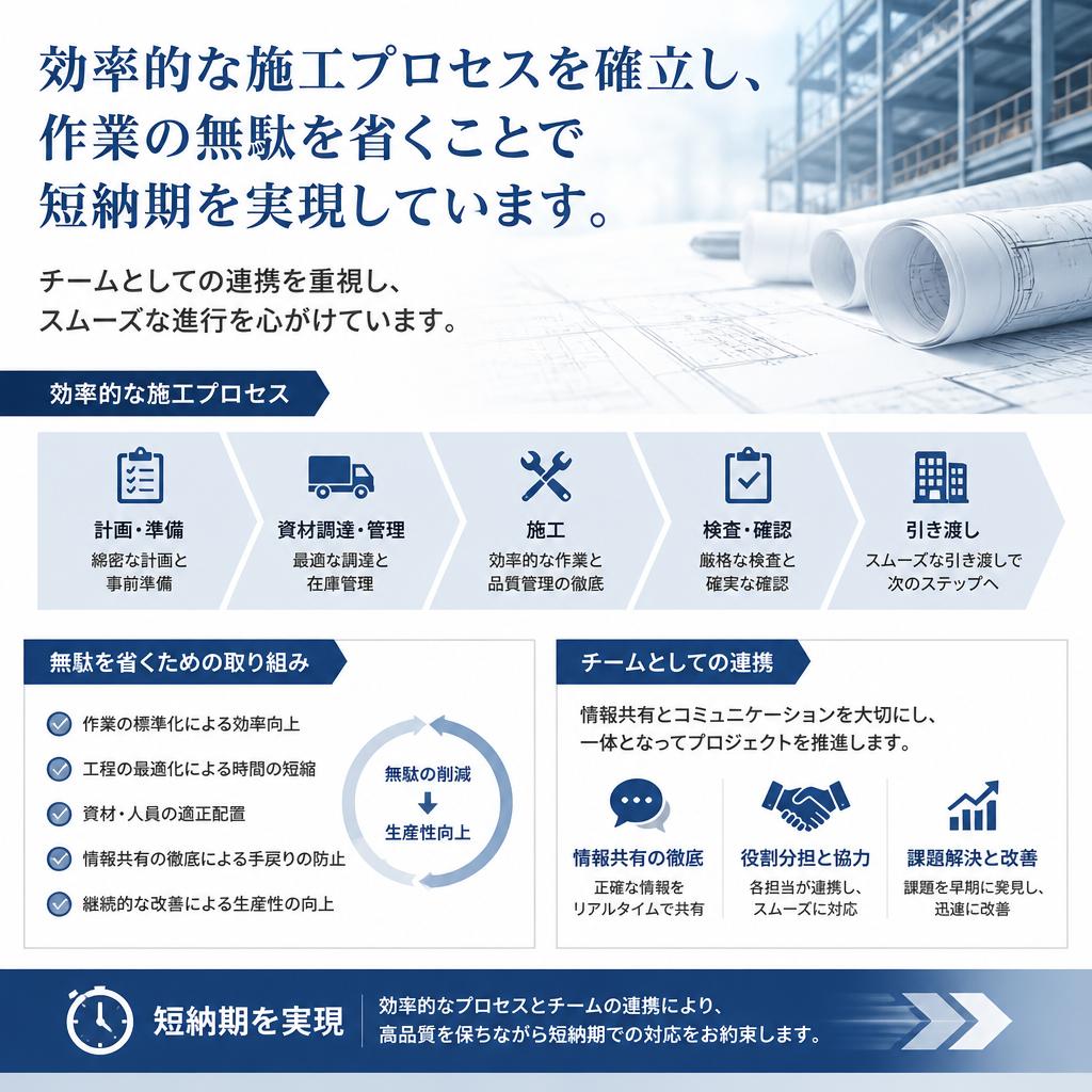 効率的な施工プロセスで短納期を実現