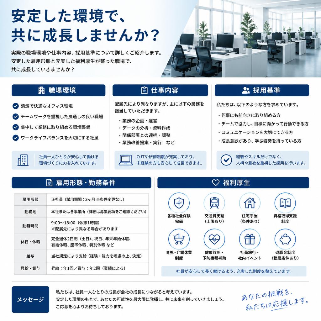 採用情報と仕事の概要
