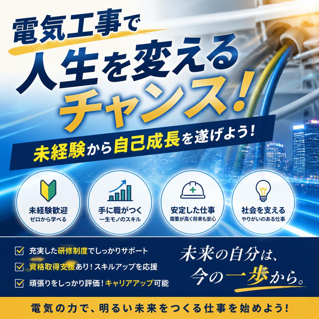 電気工事で人生を変えるチャンス！未経験から自己成長を遂げよう！｜児玉電工株式会社