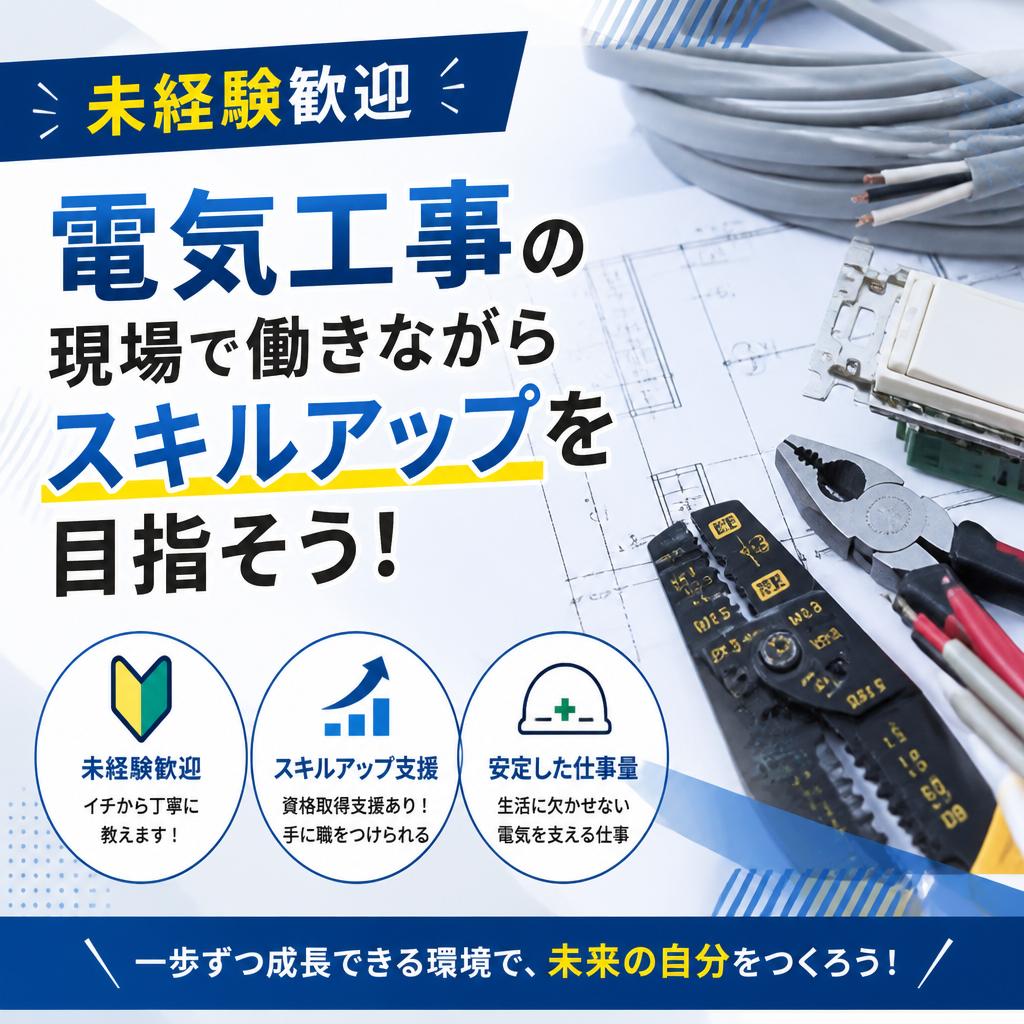 【未経験歓迎】電気工事の現場で働きながらスキルアップを目指そう！｜児玉電工株式会社